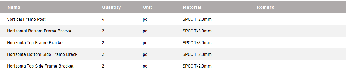 OR-4 Four Posts Open Frame Sever Rack Standard accessories OR-4 Four Posts Open Frame Sever Rack